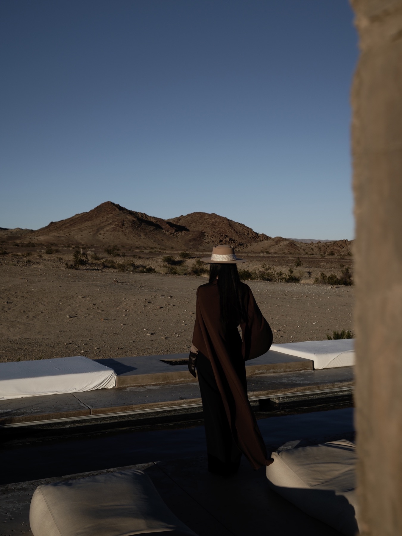 White fabric drape in desert light
